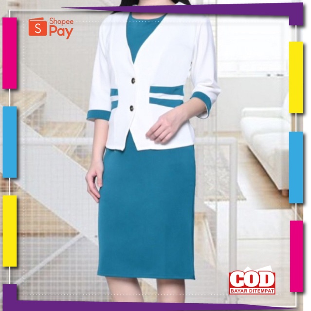 PREMIUM KOREAN STYLE / WARNA BARU Stelan Blazer Wanita Premium Bahan Scuba Stretch Tersedia Ukuran K