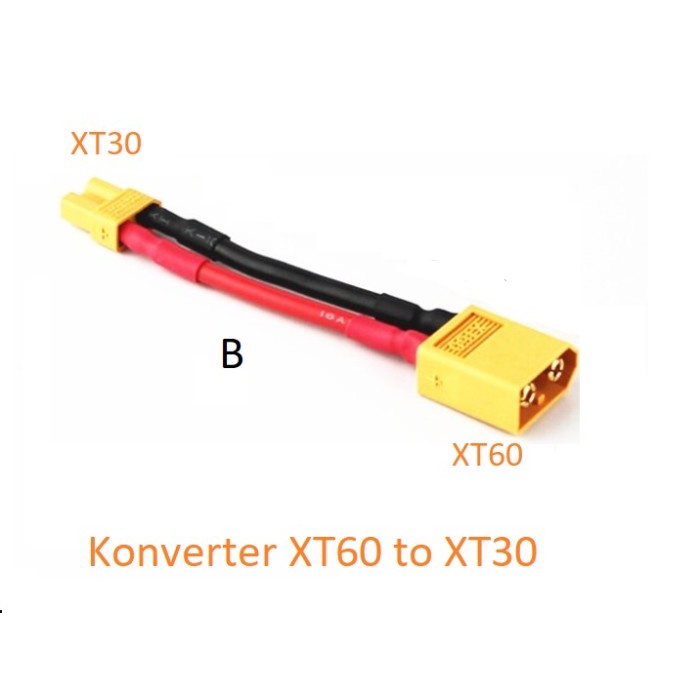 6cm Konektor Konverter XT60 to XT30 to XT60 16awg baterai RC - B. XT60-XT30 -OLL