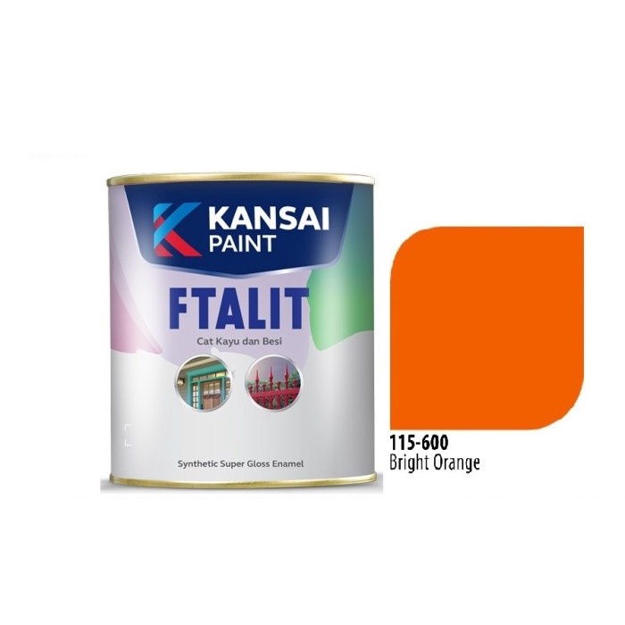 Cat Ftalit 600 Bright Orange Kansai 1 Ltr / Cat Kayu & Besi / Cat Oren