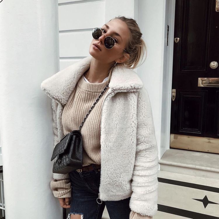 Sweater Jacket Zip Crope Sherpa Bulu Domba Tebal