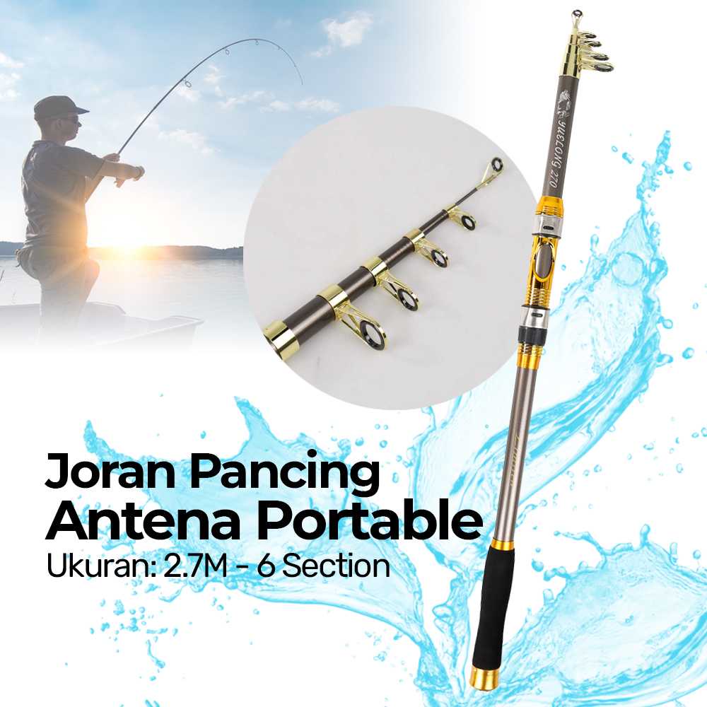 COD Joran Pancing Ikan Laut Bahan Carbon Fiber Solid Super Kuat Dan Lentur Panjang Model Lipat Porta