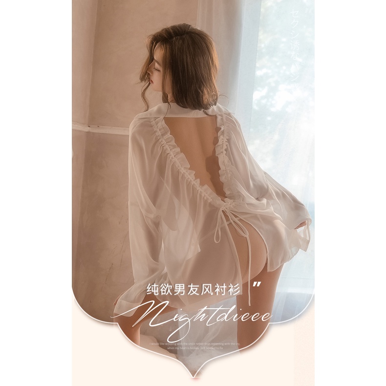 HP1842 seksi lingerie kimono oversize lingerie kemeja wanita transparan