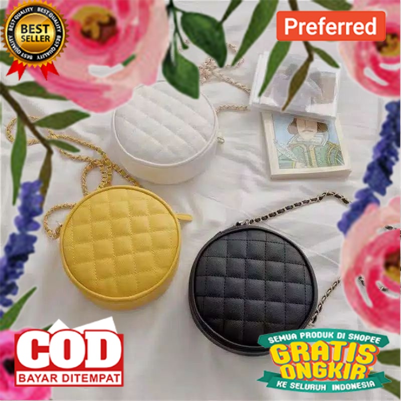 [BISA COD] TAS SELEMPANG WANITA SLINGBAG WANITA RANTAI MINI FASHION MURAH BULAT// TAS SLEMPANG . TAS