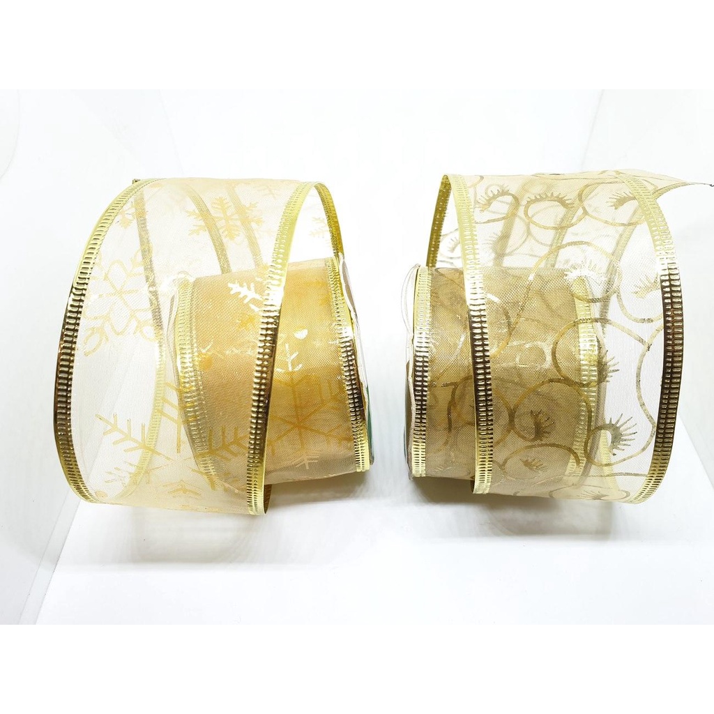 Pita Hampers Kado 4 Cm Kawat Emas Kuning Gold Transparan Natal Lebaran