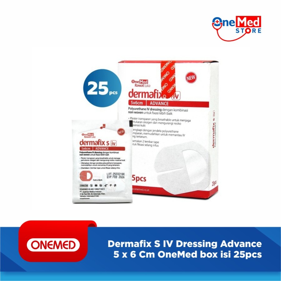 Dermafix S IV Dressing Advance 5 x 6 Cm OneMed box isi 25pcs SL