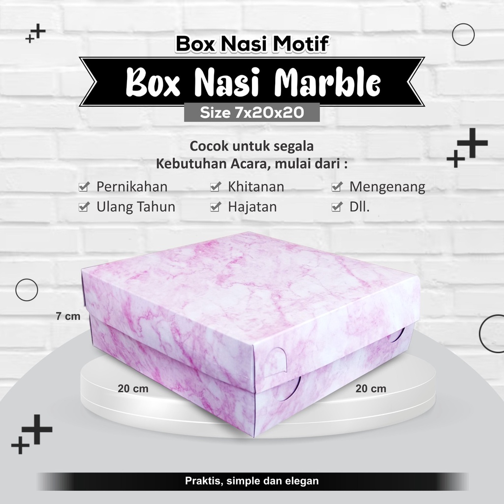 

Dus Nasi Kardus Hajatan Kardus Kotak Nasi UK 22x22 Motif Marble