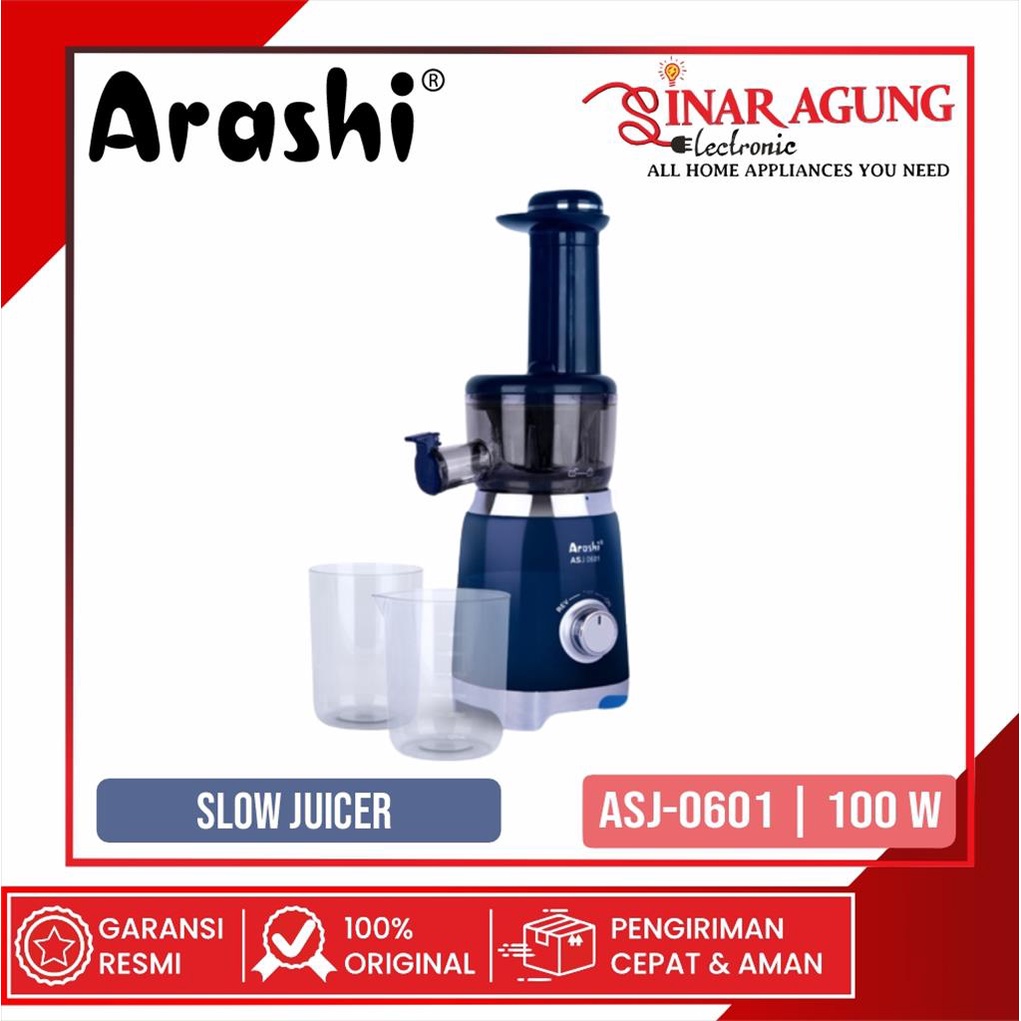 [COD0 ARASHI SLOW JUICER SJ0601 / ASJ-0601 FREE CUP (100W) GARANSI RESMI