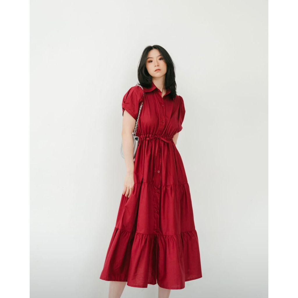 Dress Wanita Natal Edisi - Gaun Wanita Merah Hijau Botol High Quality