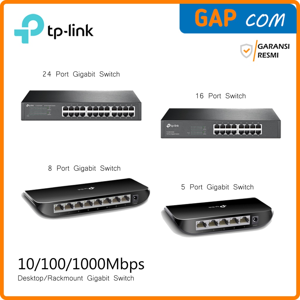 TP-Link 5 Port/8 Port/16 Port/24 Port Gigabit Desktop/Rackmount Switch