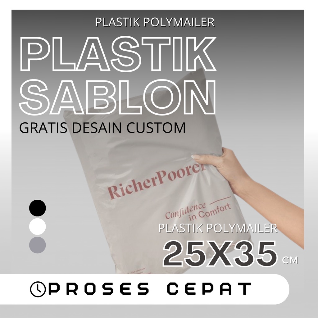 Custom Sablon Plastik Polymailer 25x35 Premium BEBAS DESAIN