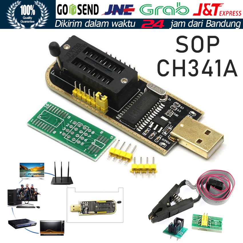 SEAN Paket komplit Alat Flash bios IC CH341 CH341A USB Programmer Flasher Bios Eprom Plus soket