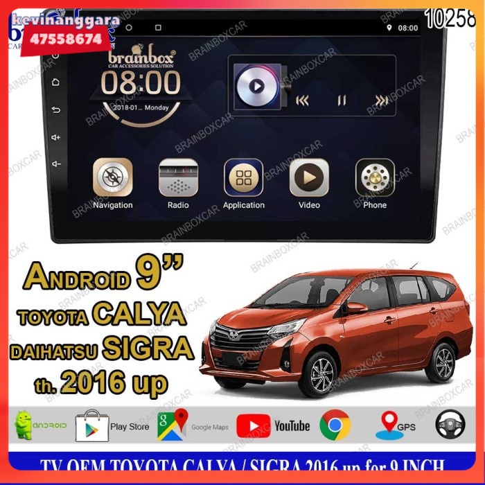 Brainbox TV Mobil OEM Toyota Calya Sigra Android Headunit Tape Mobil