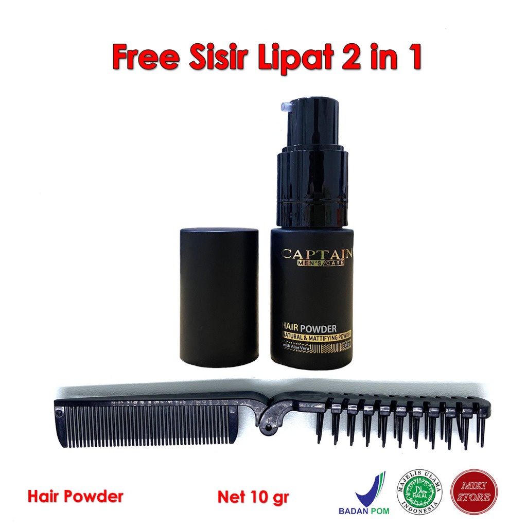 COD Captain Hair Powder Rambut Pria With Aloevera BPOM Hair Styling Powder Pria Spray