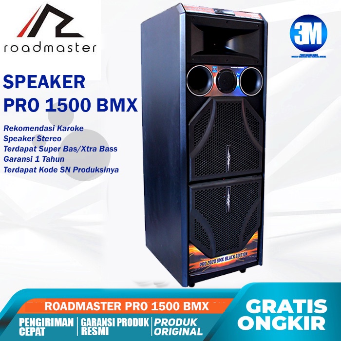 SPEAKER BLUETOOTH SPEAKER KARAOKE SPEAKER BASS ROADMASTER PRO 1500 BLACK EDITION GARANSI RESMI