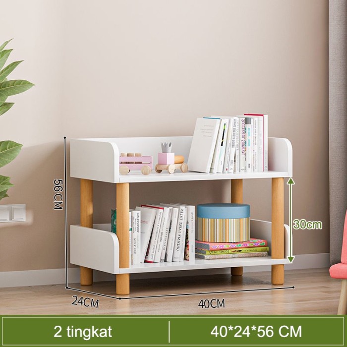 Rak Buku Rak Pajangan Bunga Minimalis 4 Susun Rak Kayu Tanaman Hias - 2 Susun 40cm