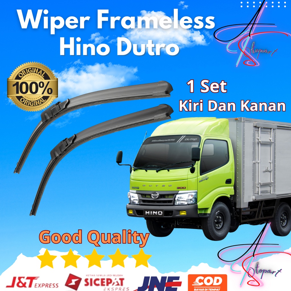 Wiper Frameless Mobil Frameless Hino Dutro 110 / 130 Sepasang 2 PCS Kiri dan Kanan Tanpa Rangka Besi
