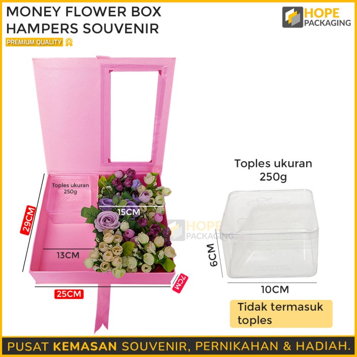 Bloom Box Money Uang Flower Box Bunga Flower Box Hampers Souvenir - Softpink