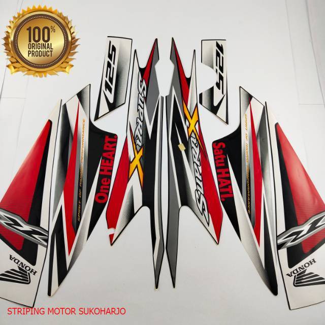 (ORI) striping honda supra x 125 r 2013 hitam lis merah kualitas original