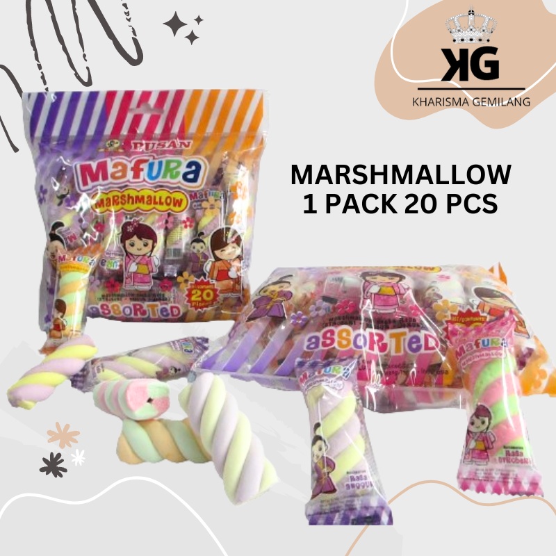 

PUSAN - MAFURA MARSHMALLOW 100Gram (1 Pack 20 PCS) Permen Manis Marsmelow