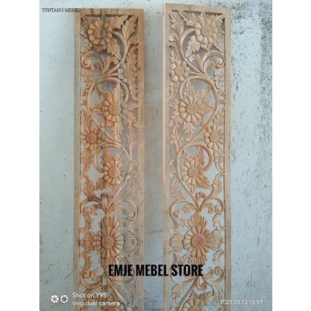 BISA COD Ukiran Tempel Kayu Keras Ornamen Ukir Jepara Lis Plang TM