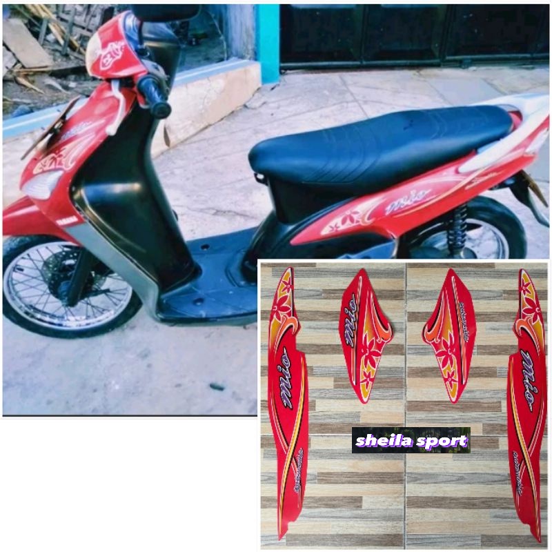 striping mio sporty stiker Yamaha Mio sporty bunga merah tahun 2004 2005 lis mio sporti
