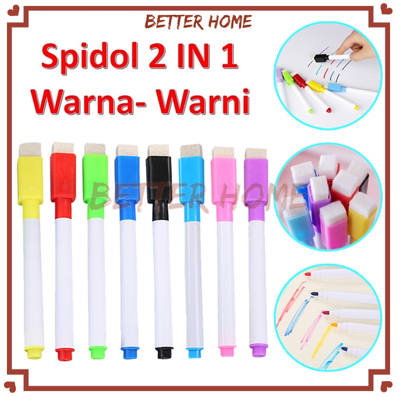 

Warna Warni Wipe And Clean Whiteboard Marker/Spidol Papan Tulis Mini White Board/Marker Anak Anak Spidol 2 IN 1/Sepidol Warna Warni Wipe And Clean Kecil
