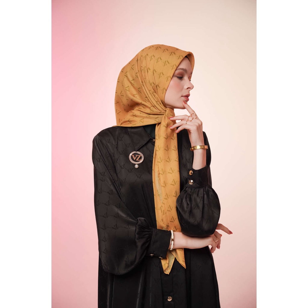 VIVIZUBEDI - Monogram Voal Scarf-Mustard