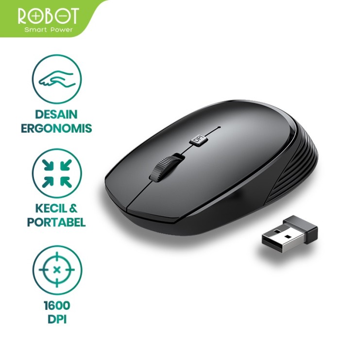 GW ROBOT M205 MOUSE WIRELESS OPTICAL 2.4GhZ 1600 DPI POWER ON/OFF TERMURAH ORIGINAL