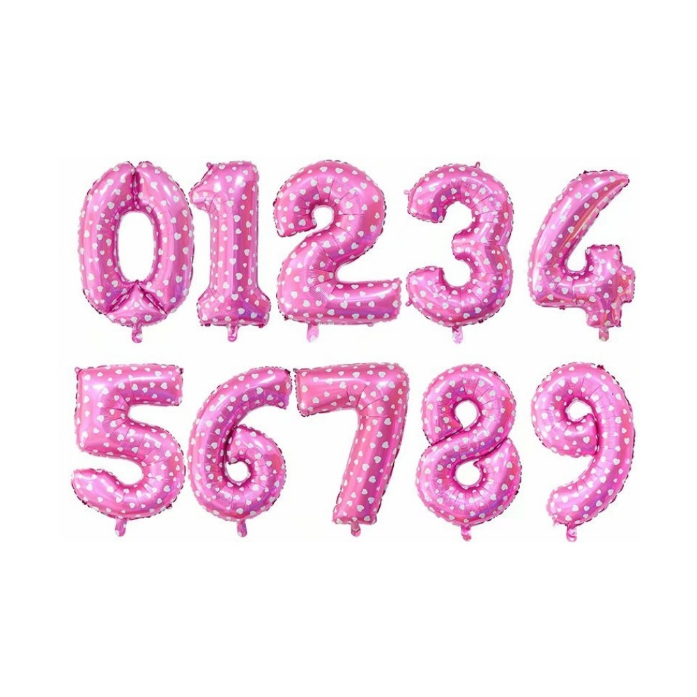 Alimama - BALON ANGKA 40 CM PINK - Balloon Foil Ballon Alphabet Pesta Ulang Tahun Happy Birthday Alp
