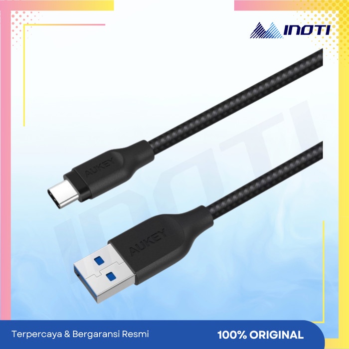Kabel Data Aukey Cable CB-AKL2 Black MFI USB A To Lightning Kevlar 2Meter Aukey