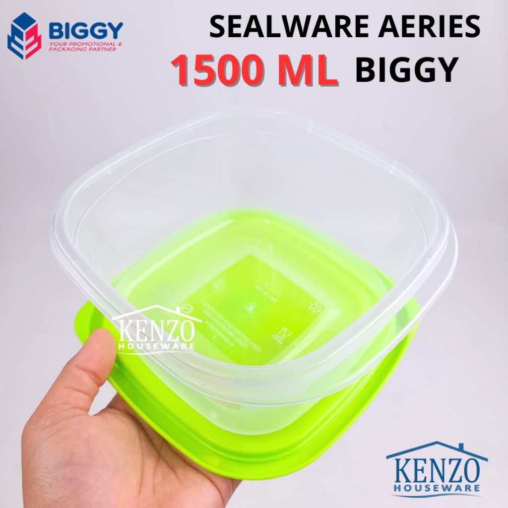 Kotak Bekal 1500 ML Aeries Square BIGGY Toples Sealware Snack 1,5 LITER Bening Transapran