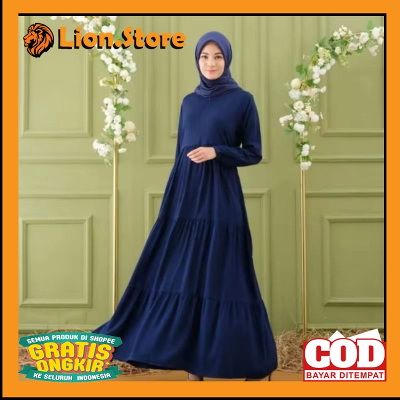 (Gratis Ongkir) GAMIS WANITA REMPEL 3 SUSUN POLOS BAHAN KATUN PREMIUM// BAJU MUSLIM KREN MODEL BARU 