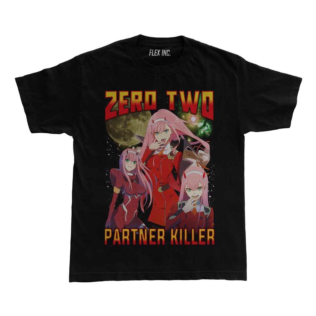 I- Kaos Zero Two Darling in the Franxx Anime Waifu Zero 2 Code 002 Kaos Tebal T Shirt Biasa/Uniseks/