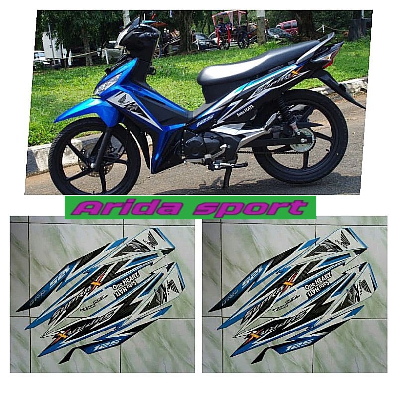 Striping Supra X 125 2014 Fi hitam biru stiker lis les supra x 125 kualitas bagus