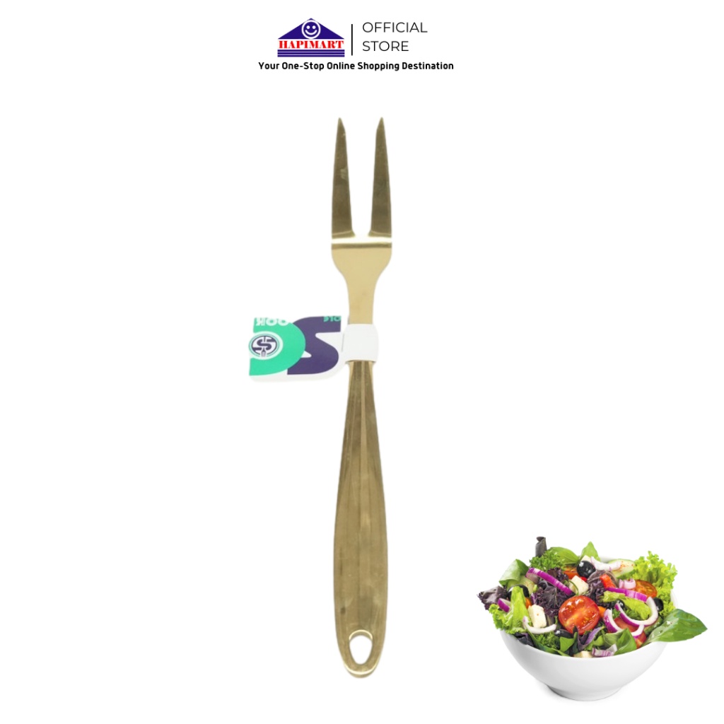 Garpu Daging Steak BBQ/Garpu Prasmanan Stainless Steel Warna Emas/Garpu Daging Besar Steak Panggang 