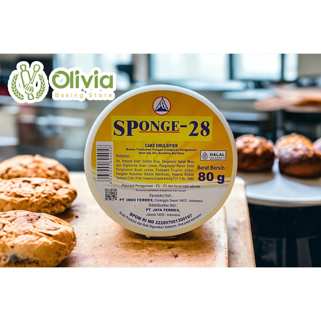 

Sponge SP 28 Halal MUI Pelembut Kue 80 Gr