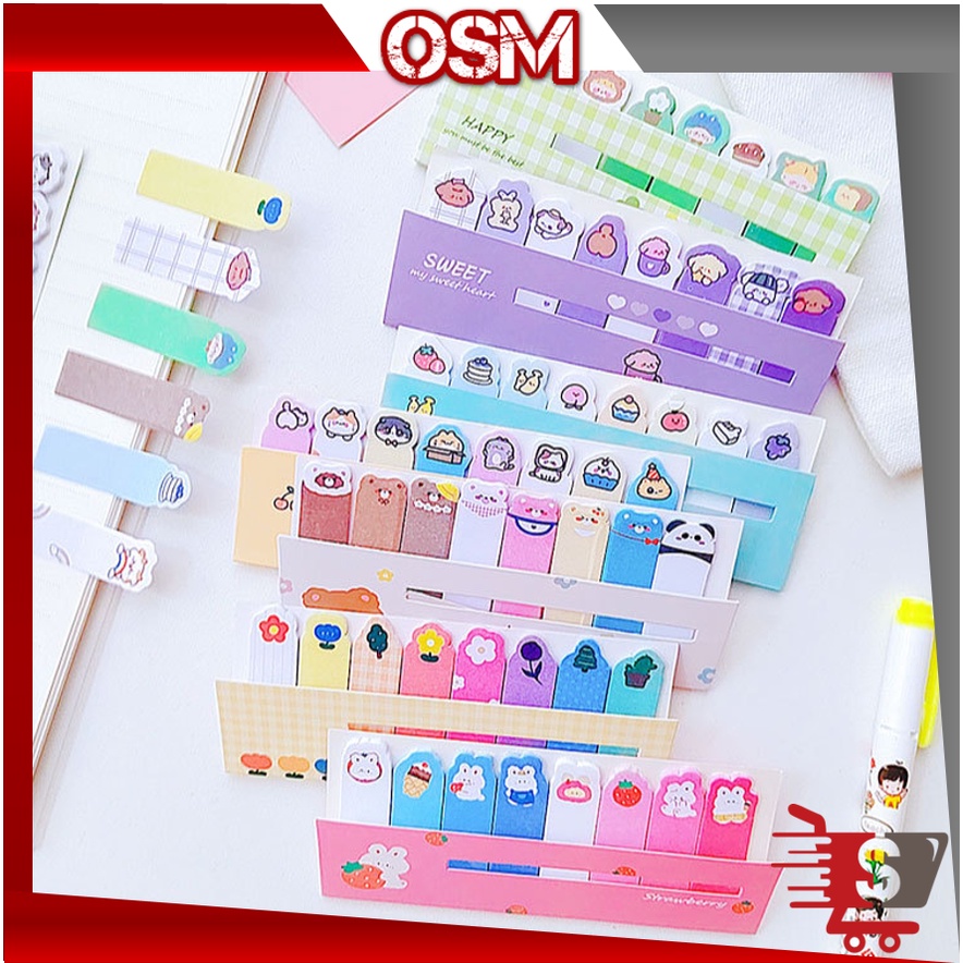 

OSM - S6155 Penanda Buku Stationery Memo Pad / Sticky Notes Mini 8 in 1 / Notes Kertas Tempel Cute / Memo Sticky Motif Karakter