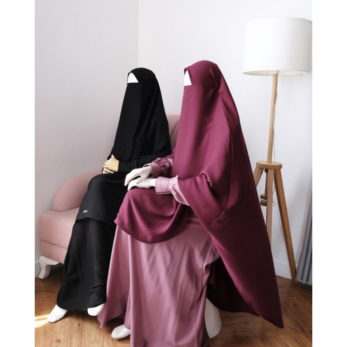 hijab syari Kerudung French Khimar FK Al Hauraa Jilbab Bahan Milwauke  - Hitam
