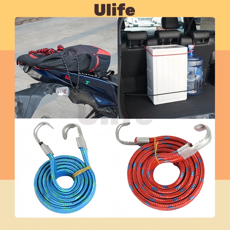 Tali Bagasi Motor 1.5 Meter Karet ikat Barang Serbaguna 150cmHook Plastik / Tali Pengikat Barang Bag