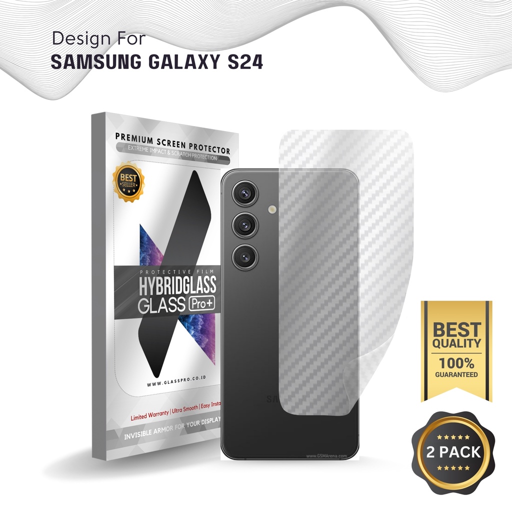 Fiber Guard Screen Protector Samsung Galaxy S24, 3D Anti Gores Belakang Premium, Carbon Skin Glass P