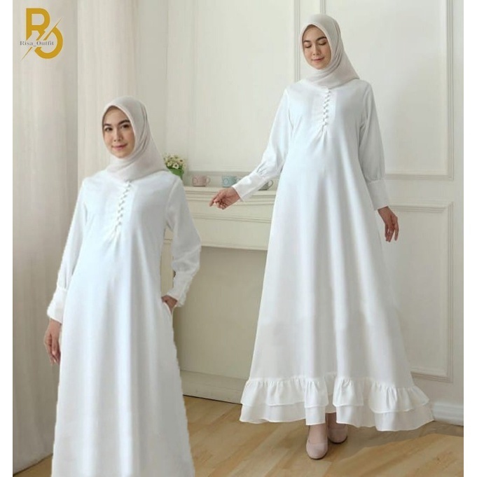 RANDOM Gamis Putih Polos Dewasa Gamis Syari Gamis Warna Putih Remaja terbaru 2022 Baju Muslim Termur