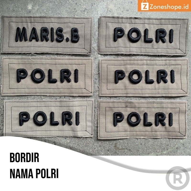 Bordir bordir nama timbul polri Bordir Nama Custom