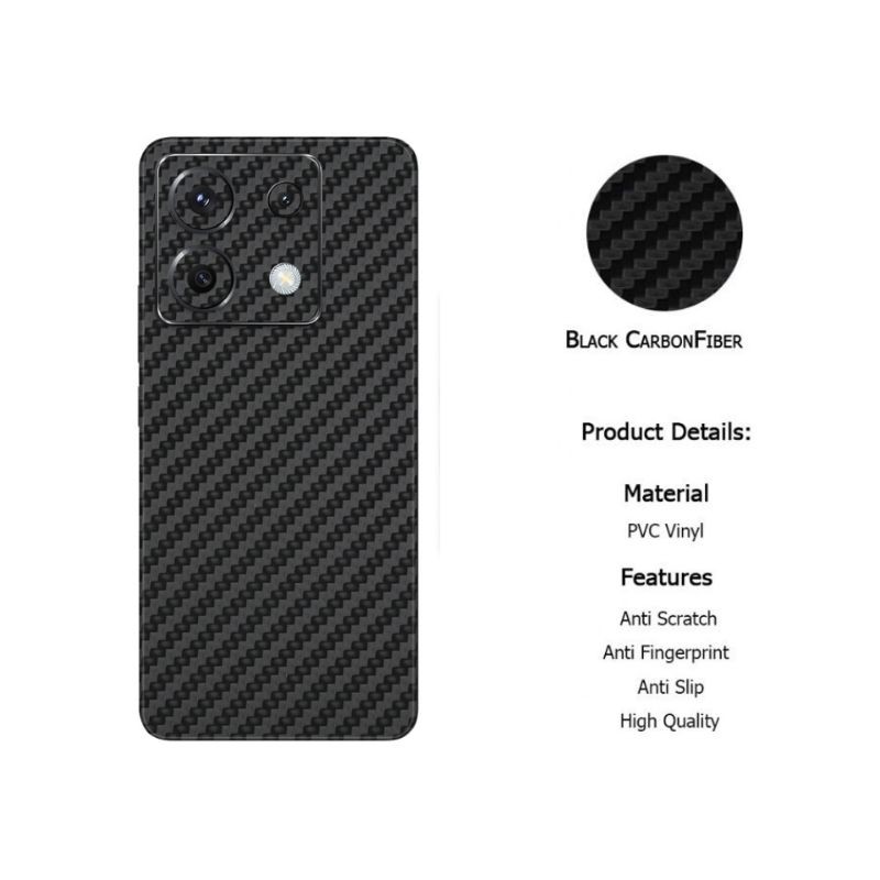 Garskin Skin Carbon Black Xiaomi Redmi Note 13 12 11 10 9 8 7 6 5   Poco X3 X4 F1 F2 F3 M3 M4 GT Hit