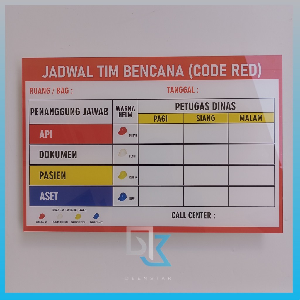 Akrilik Code Red Jadwal Tim Bencana Eco, Akrilik Siaga Bencana Mini, Code Red Akrilik