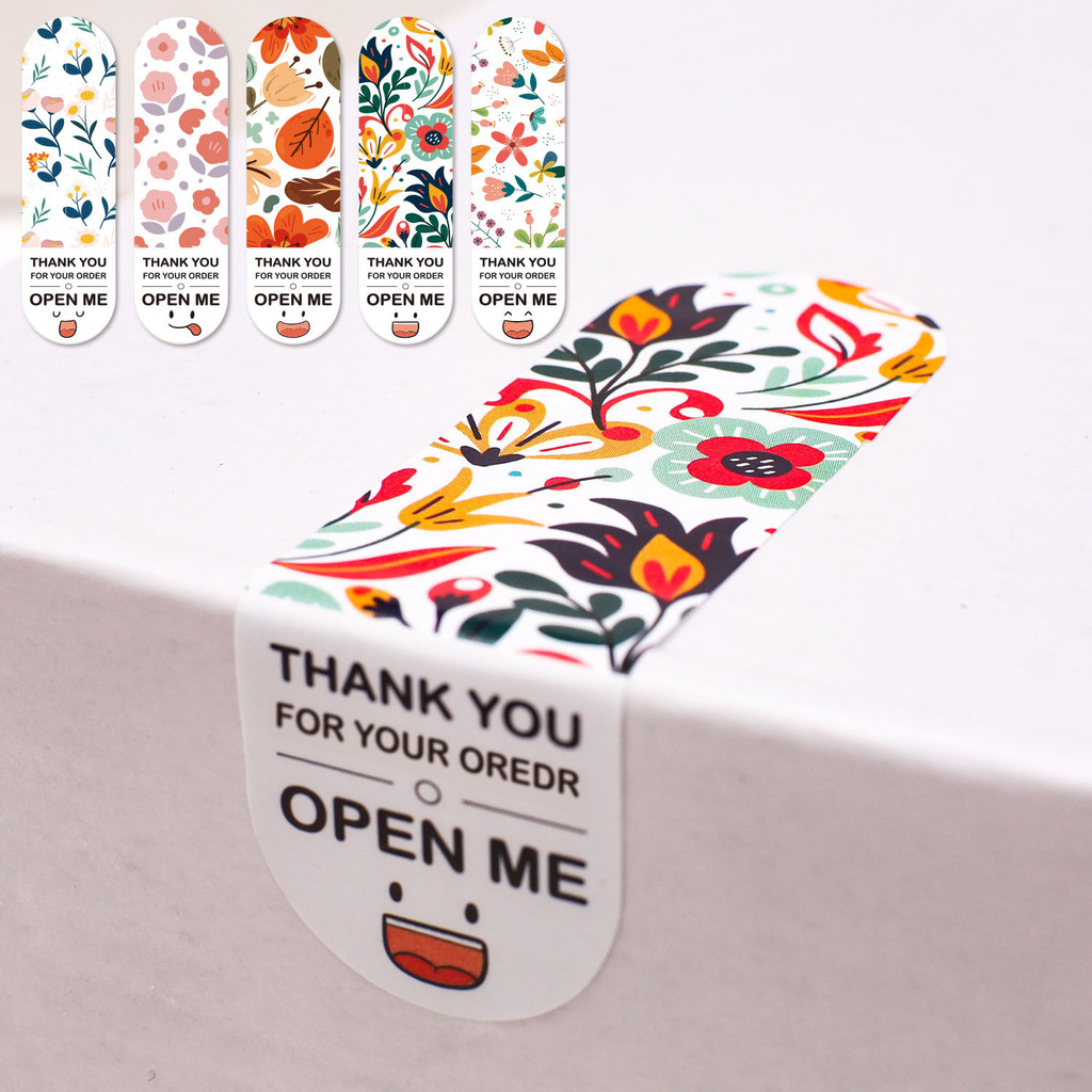 

100pcs/Pack Cute Expression Rectangular Sticker Gift Box Stickers Thank You for Your Order Seal Stickers for Business