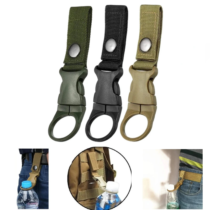

3Pcs Water Bottles Buckle Outdoor Nylon Webbing Tactical Waterbottle Hook Backpack Hanger Belt Bottle Holder Camping Cup Clip