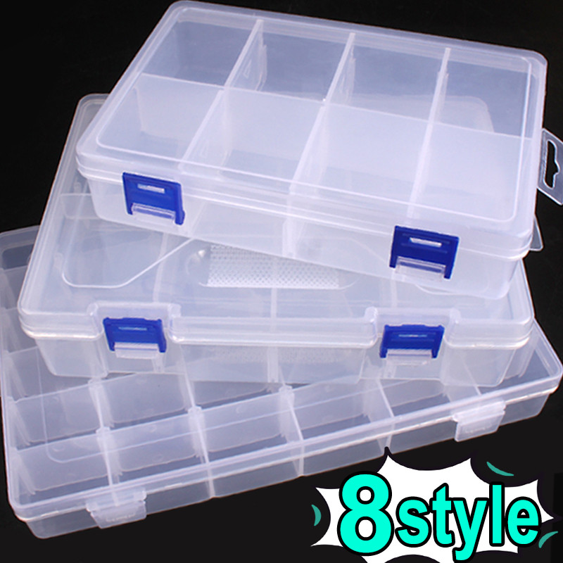 

8 Style Transparent Plastic Storage Jewelry Box Compartment Adjustable Container Storage Boxes Beads Ring Earring Organizer Case