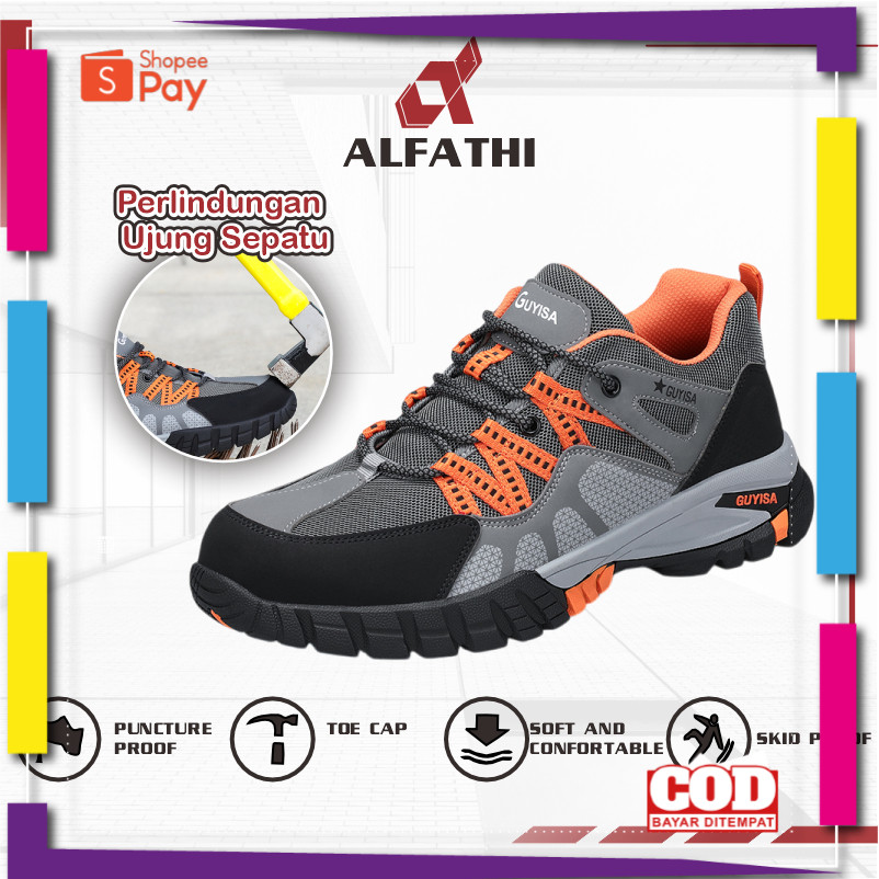 [PREMIUM ORIGINAL] [Promo] Sepatu Safety Sport Alfathi New Original By Guyisa Abu Orange | Sepatu Sa
