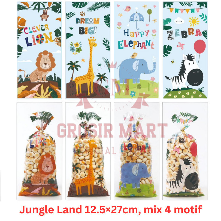 

Isi 50 lembar Plastik Jungleland Kado Hadiah Bingkisan Snack Ulang Tahun Karakter Lucu Plastik Snack Ultah Anak Cowok Cewek Ulang Tahun Plastik Biskuit Permen