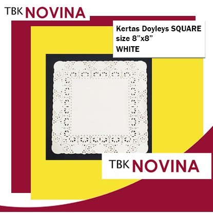 

[100 Pcs] Kertas Doyleys / Doilies/ doiley KOTAK 8x8" (Putih) - Kertas Renda / Persegi